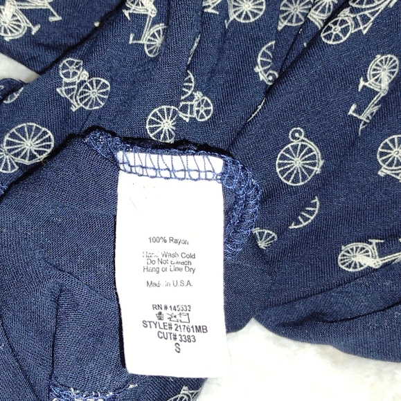 W5 Anthro Navy Blue Bicycle Print - Size Small Top - Picture 11 of 13